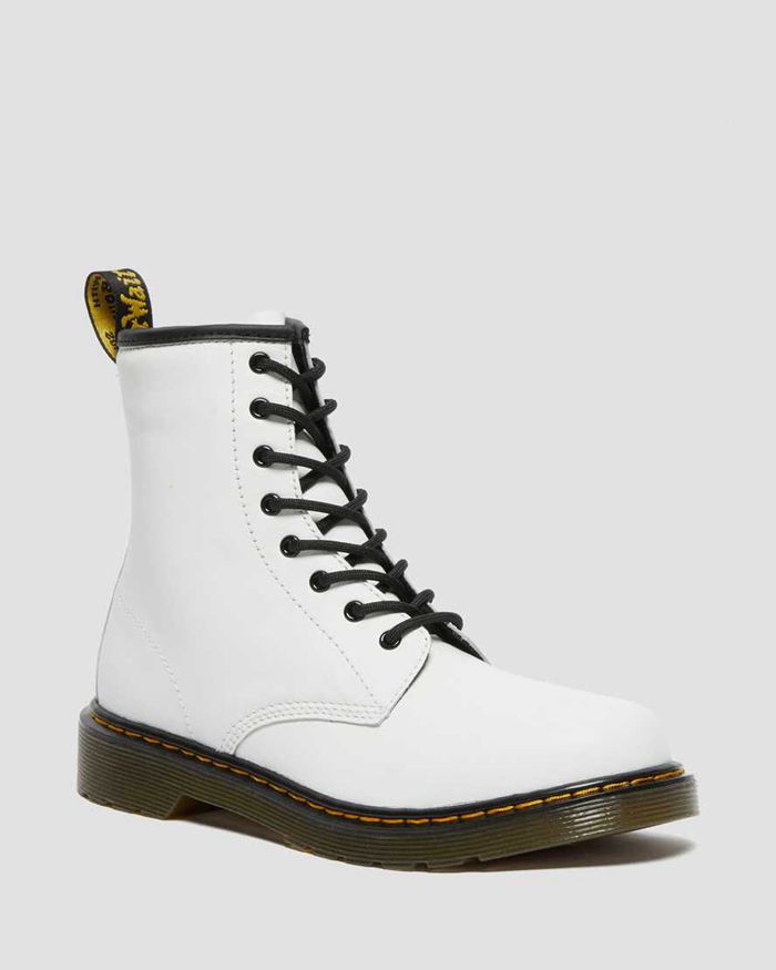 Dr Martens Støvler Barn Hvite Youth 1460 Læder Lace Up 7493JVQXA